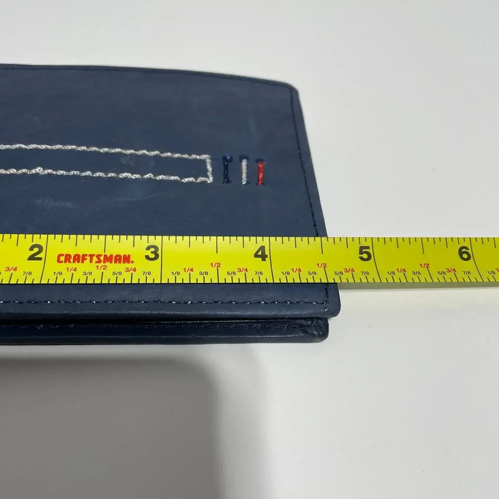 Mens Passage Blue Stripe Leather RFID Wallet in Gift Box 3.5x4.5